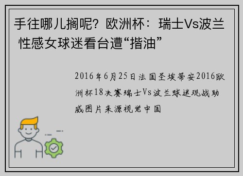 手往哪儿搁呢？欧洲杯：瑞士Vs波兰 性感女球迷看台遭“揩油”